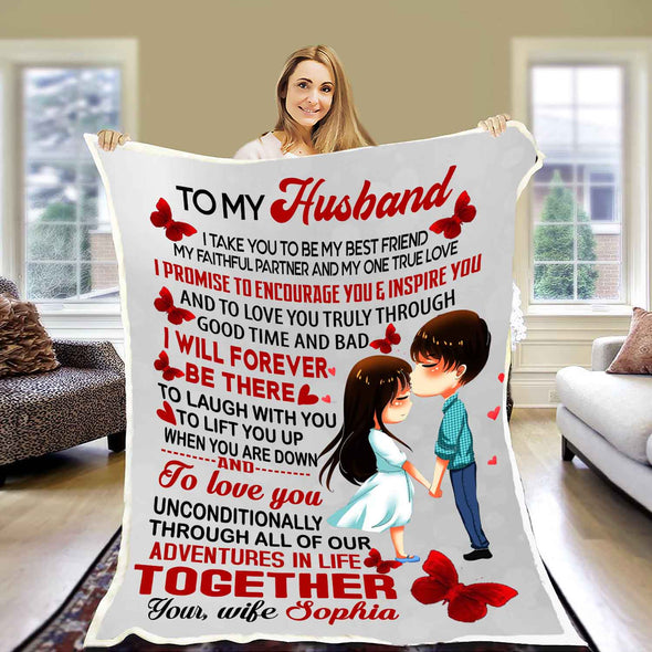 "I Will Forever Be There" Personalized Blanket For Husband