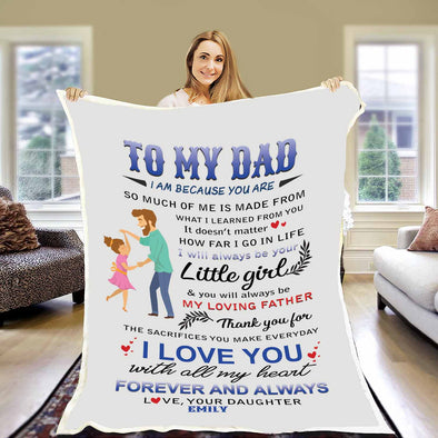 "I Love You With All My Heart" Customized Blanket For Dad