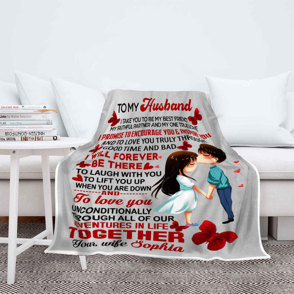 "I Will Forever Be There" Personalized Blanket For Husband