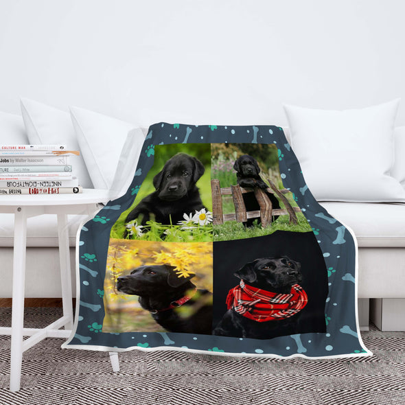 Pet Photo Collage Fleece Blanket