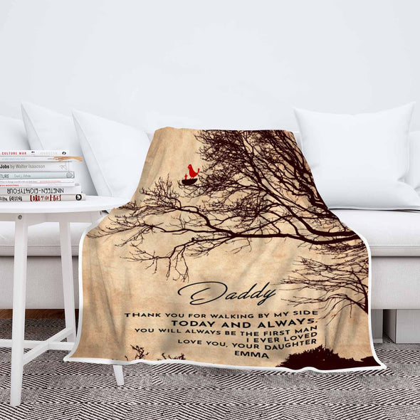 "Thank You For Walking By My Side" Customized Blanket For Dad