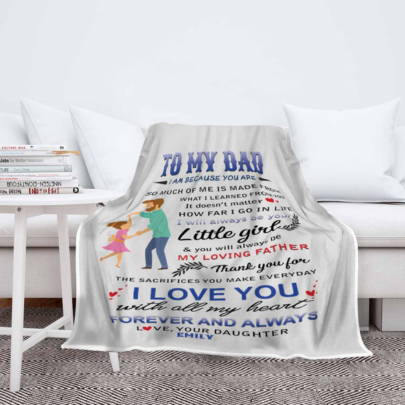 "I Love You With All My Heart" Customized Blanket For Dad