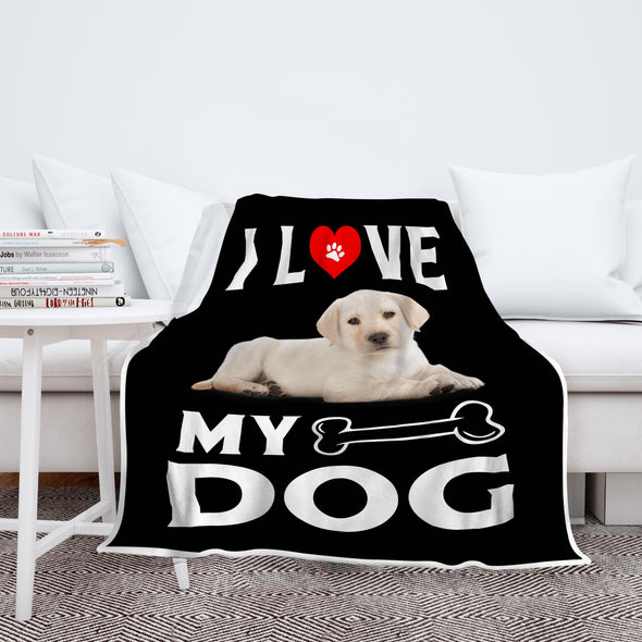 "I Love My Dog" Customized Fleece Blanket