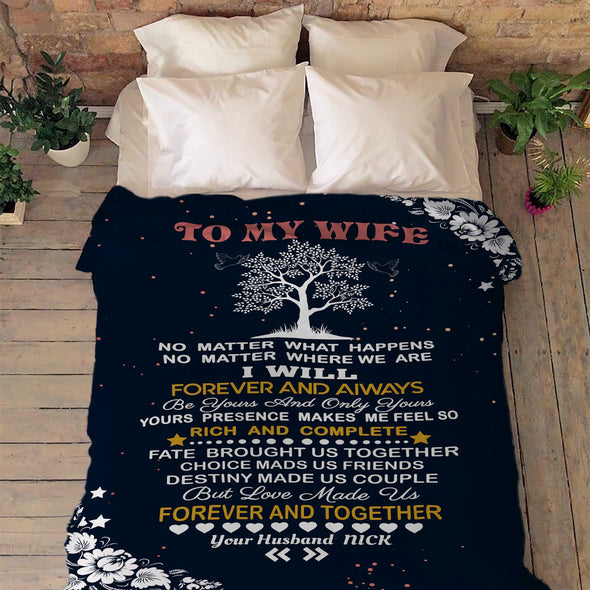 Personalized Cozy Blanket To  My Lovely  Wife"  Premium Customized Blanket