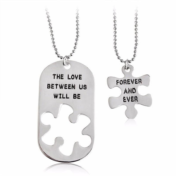 THE LOVE BETWEEN US WILL BE FOREVER AND EVER Lovers Necklace