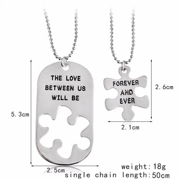 THE LOVE BETWEEN US WILL BE FOREVER AND EVER Lovers Necklace