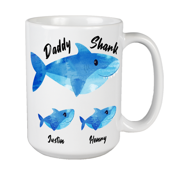 Daddy Shark Custom Mug With Kids Name