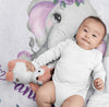 Customized Name Blanket For Kids With Cute Elephant Print