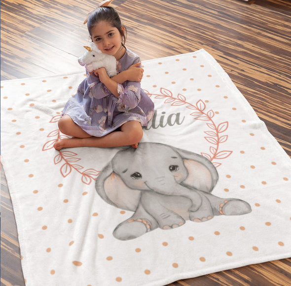 Customized Cute Elephant Blanket For Kids