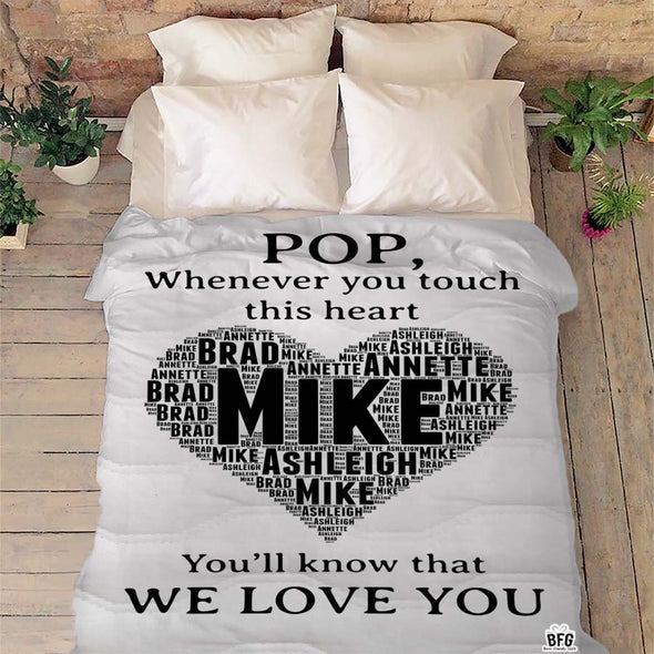 Whenever You Touch This Heart Customized Blanket For Dad