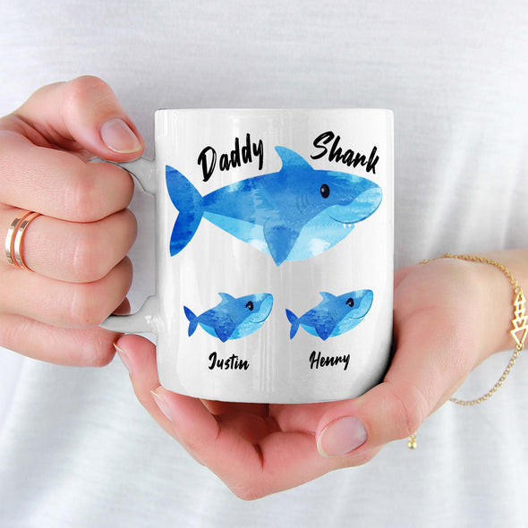 Daddy Shark Custom Mug With Kids Name