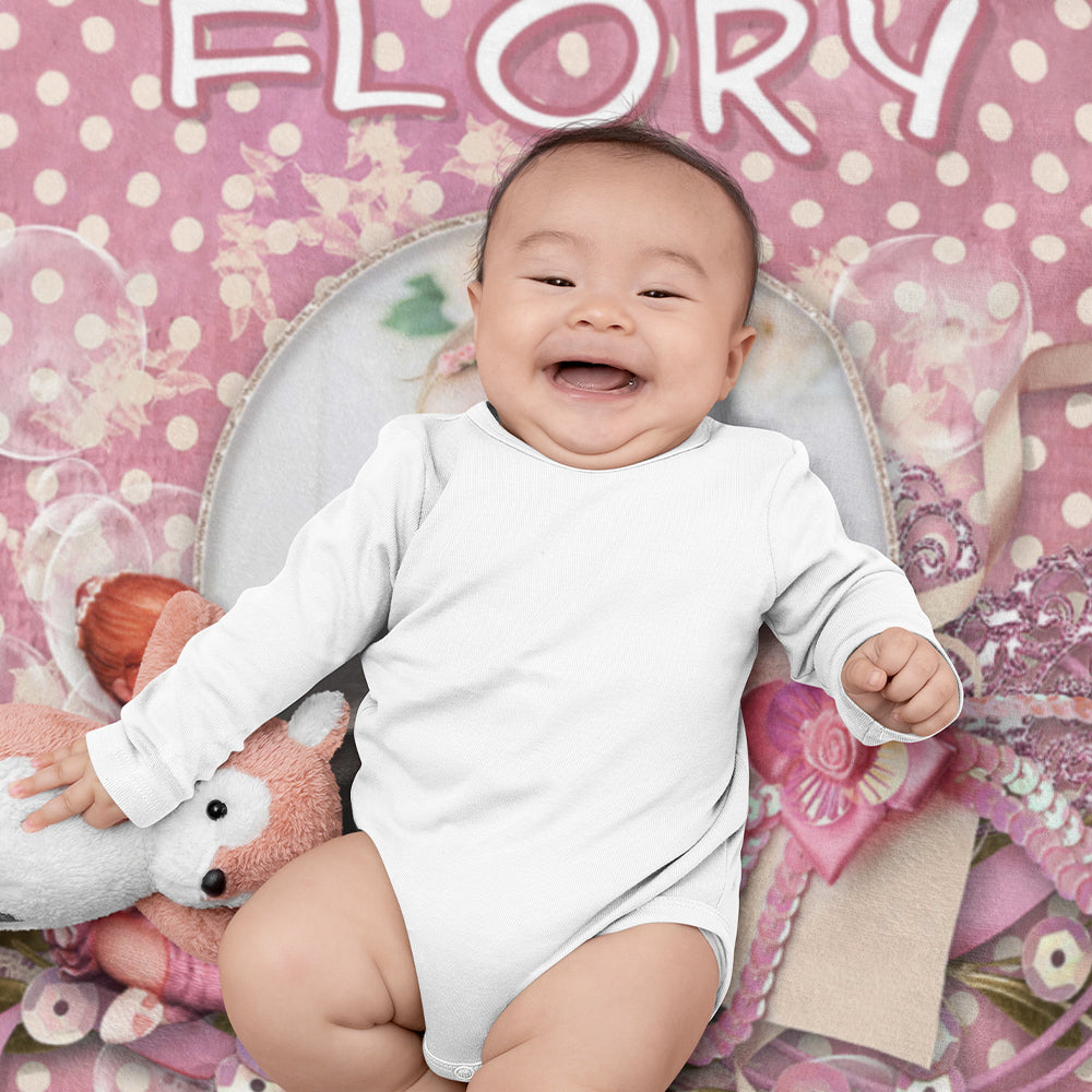 Customized Baby Blanket With Name Date Year Time Weight Height Print