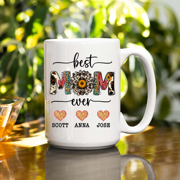 Best Mom Ever Custom Coffee Mug For Mom With Names