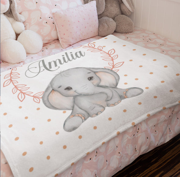 Customized Cute Elephant Blanket For Kids