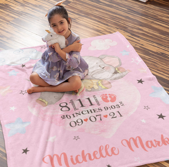 Personalized Birth Info Fleece Blanket For Kids