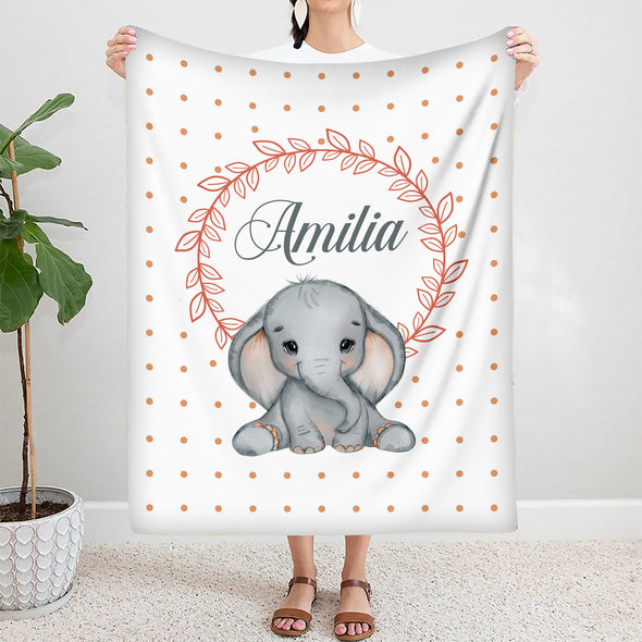 Customized Cute Elephant Blanket For Kids