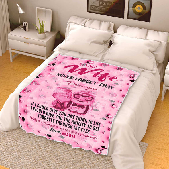 To My Wife Pink Customized Blanket With Your Name