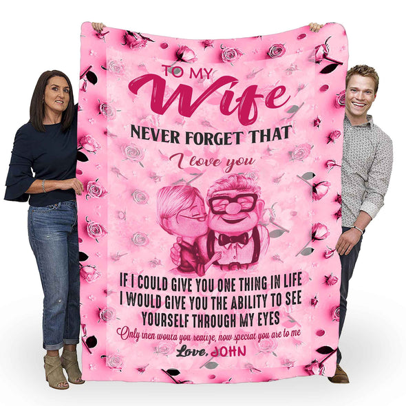 To My Wife Pink Customized Blanket With Your Name