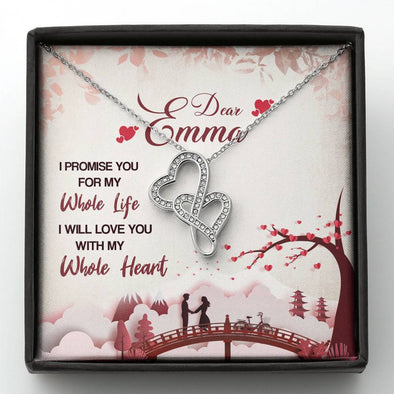 My Dear Wife I Promised I Will Love You with My Whole Heart, Personalized Jewelry For Couple, Double Heart Necklace, Gift For Wife, Customized Gift, Birthday