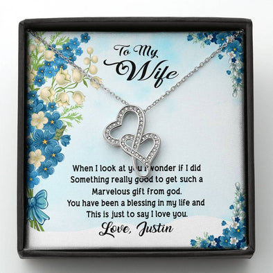To My Wife, You Have Been A Blessing In My Life, Pendant For Wife, Custom Couple Accessories, Double Heart Necklace, Gift For Birthday, Valentine's Gift
