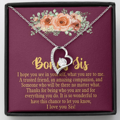 Forever Love Necklace For Sister, Necklace For Bonus Sister, Necklace For Sister, Pendant With Message Card