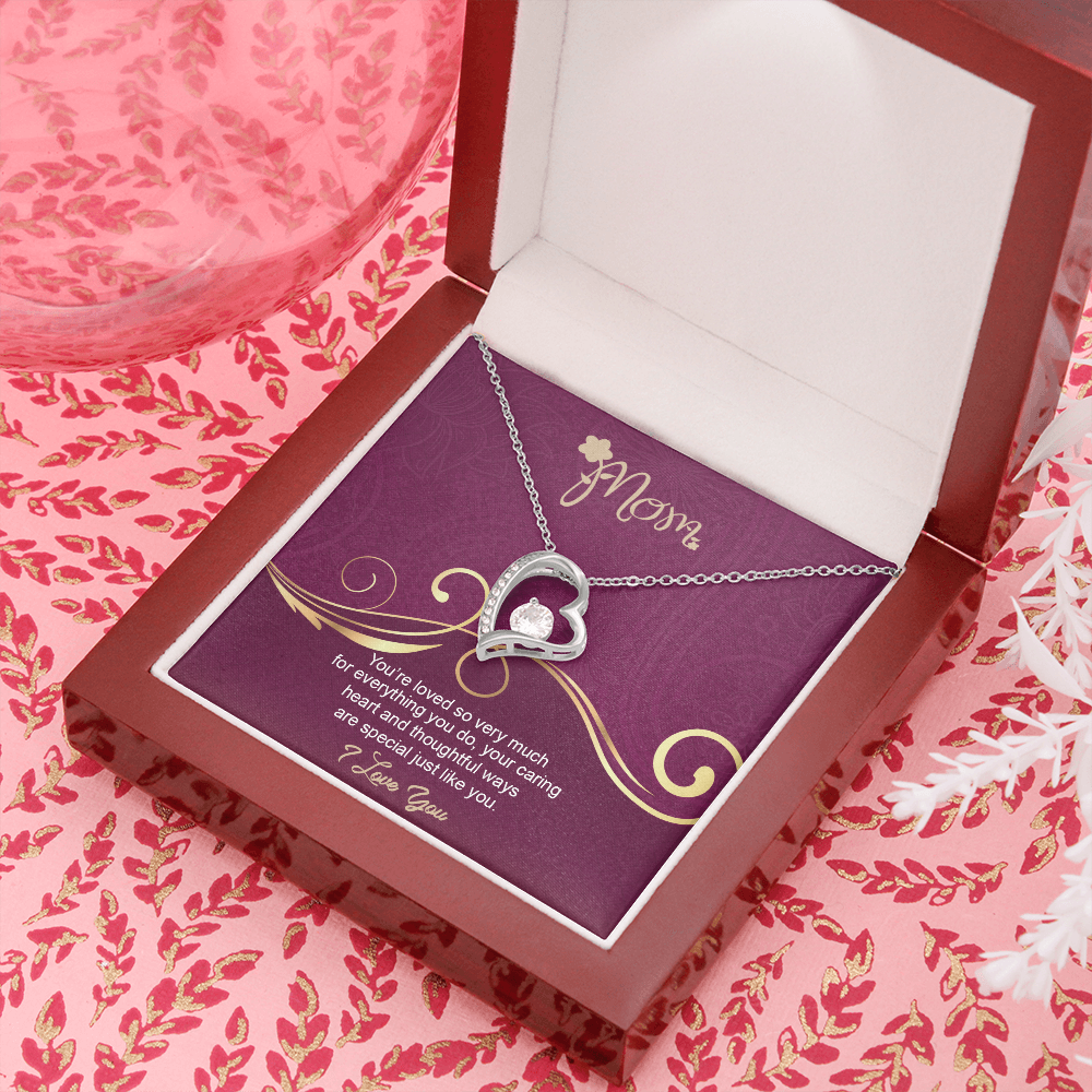 Mom, Forever Love Necklace With Love You For Everything You Do Message Card, Mother's Day Gift, Birthday, Anniversary, Gift For Her, Jewelry For Her, Pendant For Her