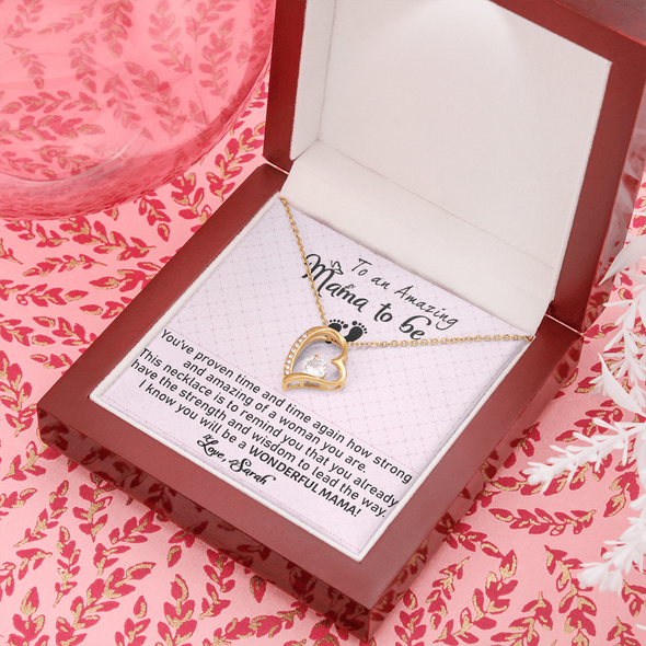 To An Amazing Mama To Be Forever Love Necklace, Mother's Day, Anniversary, Birthday, Mother's Day, Christmas, Gift For Her Valentine's Day, Jewelry For Mom, Customized Pendant For Newly Mom