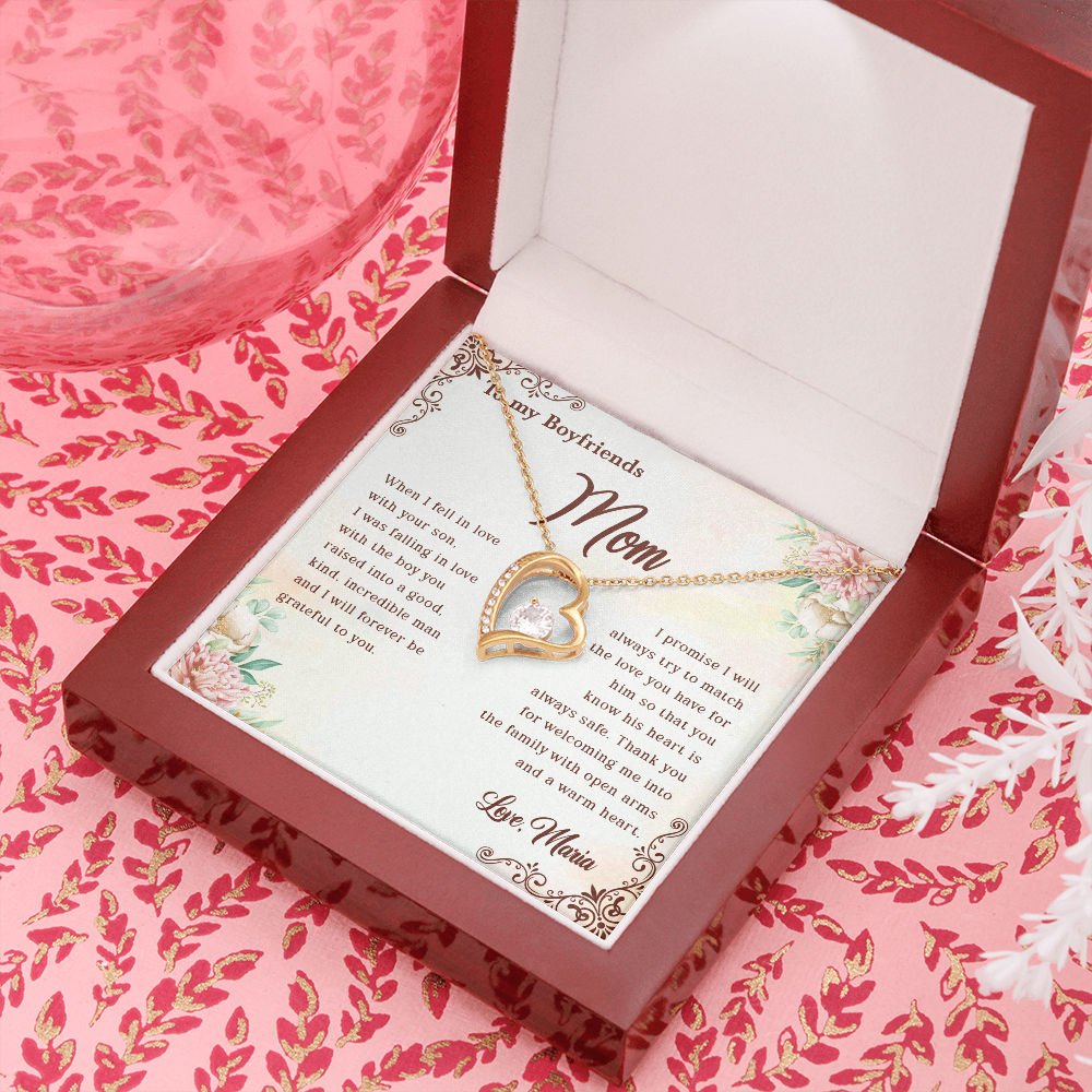 To My Boyfriend's Mom, Forever Love Necklace With I Will Forever Be Grateful To You Message Card, Mother's Day Gift, Anniversary Gift, Birthday Gift, Jewelry For Her, Customized Message Card