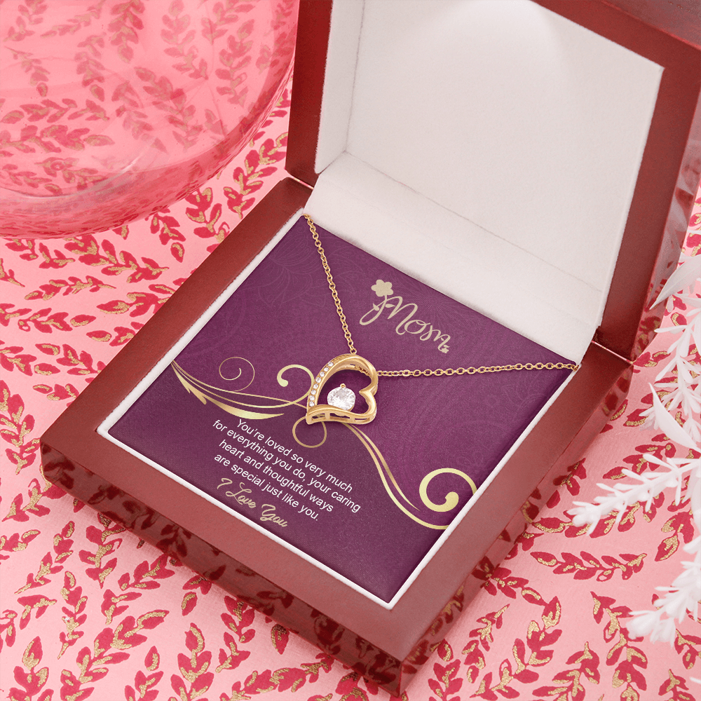 Mom, Forever Love Necklace With Love You For Everything You Do Message Card, Mother's Day Gift, Birthday, Anniversary, Gift For Her, Jewelry For Her, Pendant For Her