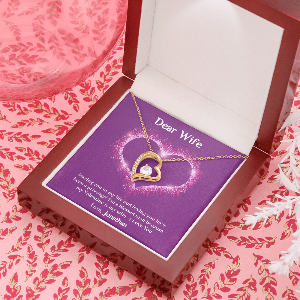 Dear Wife, Forever Love Necklace With Having You In My Life Message Card, Birthday, Anniversary, Valentine's Day Gift, Jewelry For Her, Pendant For Her, Customized Message Card