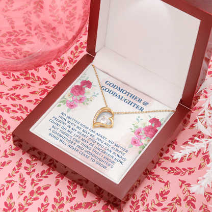To My Godmother, Forever Love Necklace With You Are Always Present In My Heart Message Card, Mother's Day Gift, Pendant For Her, Birthday, Anniversary, Gift For Her, Jewelry For Her