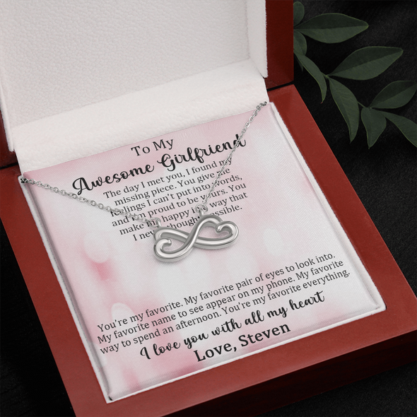 Customized Pendant For My Awesome Girlfriend, Infinity Hearts Necklace, Customized Pendant For Her, Birthday Gift, Christmas, Anniversary, Gift For Her, Valentine's Day, Jewelry For Her