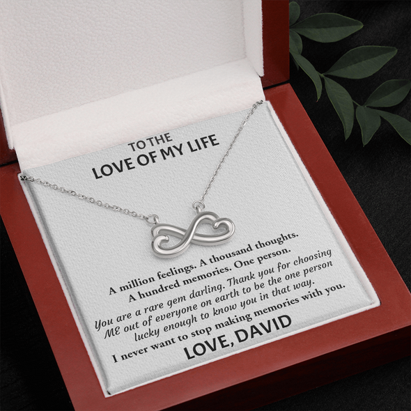 Customized Pendant To Love Of My Life, Infinity Hearts Necklace, Gift For Her, Birthday Gift, Christmas, Anniversary, Gift For Her, Valentine's Day, Jewelry For Her