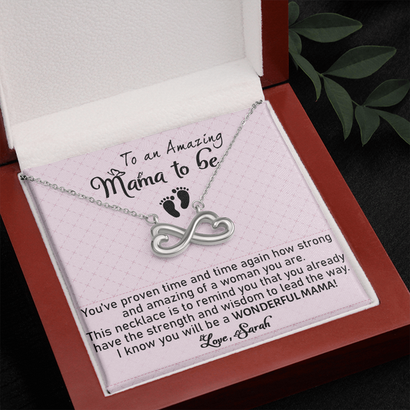 To An Amazing Mama To Be, Infinity Hearts Necklace, Mother's Day, Anniversary, Birthday, Mother's Day, Christmas, Gift For Her Valentine's Day, Jewelry For Mom, Customized Pendant For Newly Mom