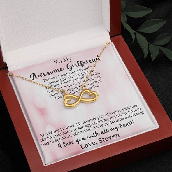 Customized Pendant For My Awesome Girlfriend, Infinity Hearts Necklace, Customized Pendant For Her, Birthday Gift, Christmas, Anniversary, Gift For Her, Valentine's Day, Jewelry For Her