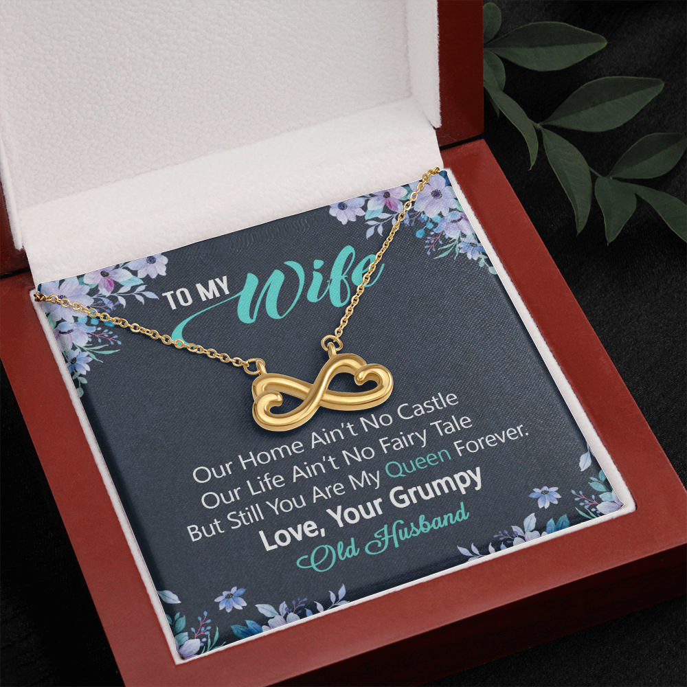 To My Wife, Infinity Hearts Necklace With Our Home Ain't No Castle Message Card, Pendant For Her, Birthday, Anniversary, Gift For Her, Jewelry For Her