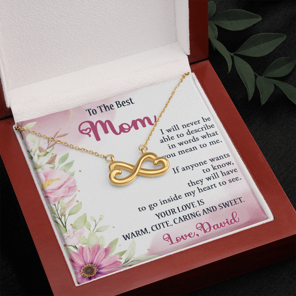To The Best Mom, Infinity Hearts Necklace, Gift For Mom, Mother's Day Special Gift, Mom's Birthday Gift, Custom Pendant For Mom, Necklace For Mom, Precious Gift For Mom