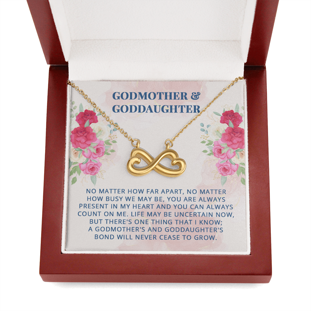 To My Godmother, Infinity Hearts Necklace With You Are Always Present In My Heart Message Card, Mother's Day Gift, Pendant For Her, Birthday, Anniversary, Gift For Her, Jewelry For Her