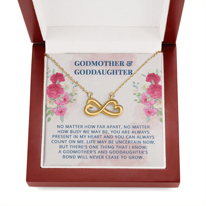 To My Godmother, Infinity Hearts Necklace With You Are Always Present In My Heart Message Card, Mother's Day Gift, Pendant For Her, Birthday, Anniversary, Gift For Her, Jewelry For Her