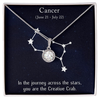 YOU ARE THE CREATIVE CRAB, CANCER MESSAGE CARD WITH ETERNAL HOPE NECKLACE, ZODIAC MESSAGE CARD, GIFT FOR HER