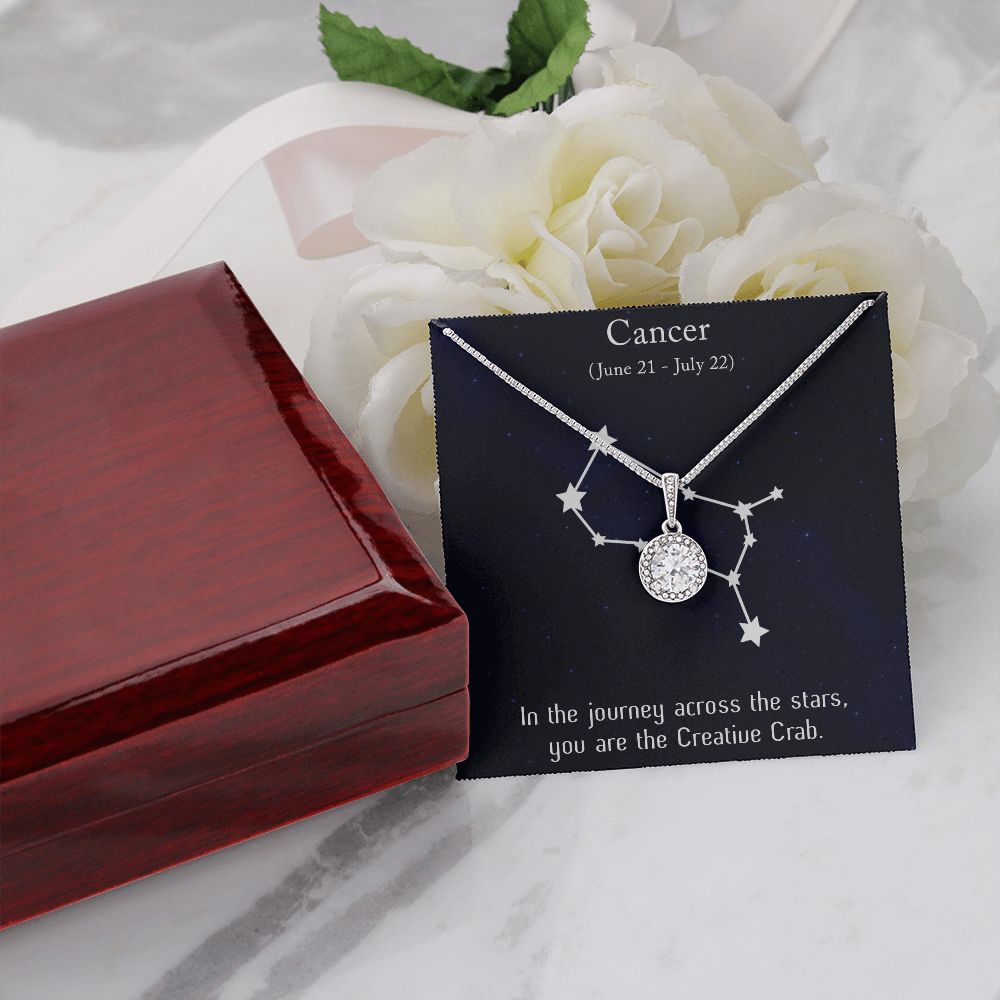 YOU ARE THE CREATIVE CRAB, CANCER MESSAGE CARD WITH ETERNAL HOPE NECKLACE, ZODIAC MESSAGE CARD, GIFT FOR HER
