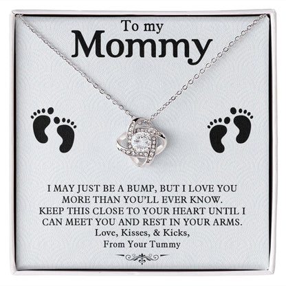 TO MY MOMMY, LOVE KNOT NECKLACE FOR MOM TO BE, GIFT FOR NEW MOM, BIRTHDAY, MOTHER'S DAY GIFT FOR HER, NECKLACE WITH MESSAGE CARD