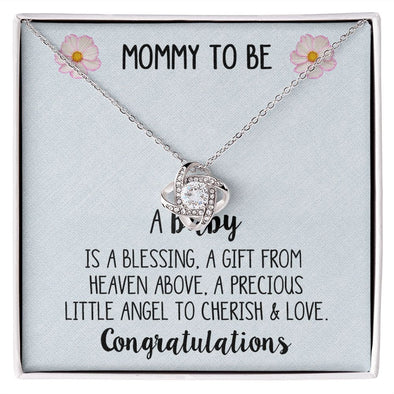 LOVE KNOT NECKLACE FOR MOMMY TO BE, GIFT FOR NEW MOM, BIRTHDAY, MOTHER'S DAY GIFT FOR HER, NECKLACE WITH MESSAGE CARD