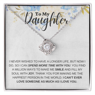 TO MY DAUGHTER,  LOVE KNOT NECKLACE WITH MESSAGE CARD FOR DAUGHTER, BIRTHDAY GIFT FOR HER