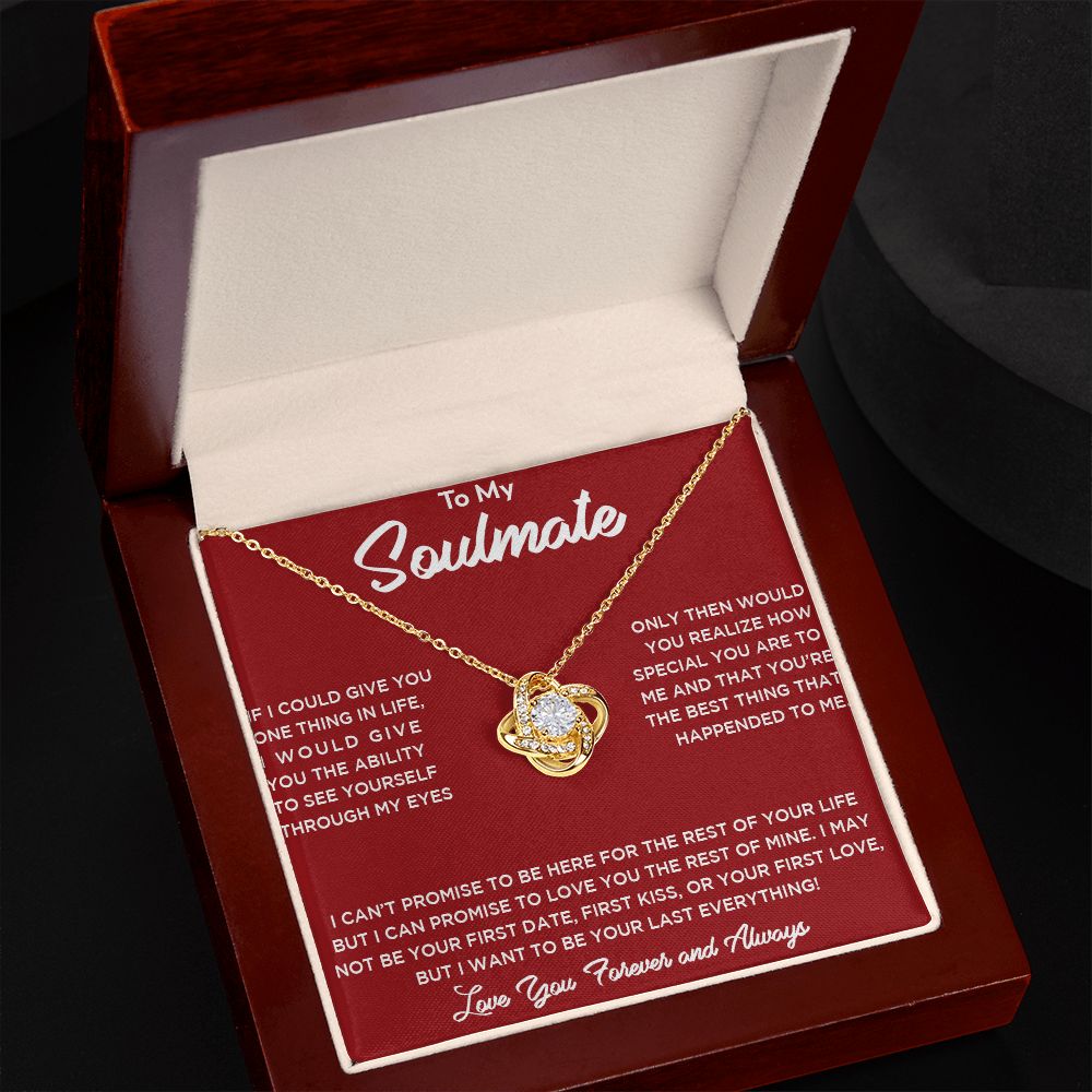 To my Soulmate, Love Knot Necklace And Message Card, Anniversary, Birthday, Gift For Her, Jewelry For Her, Pendant for Her