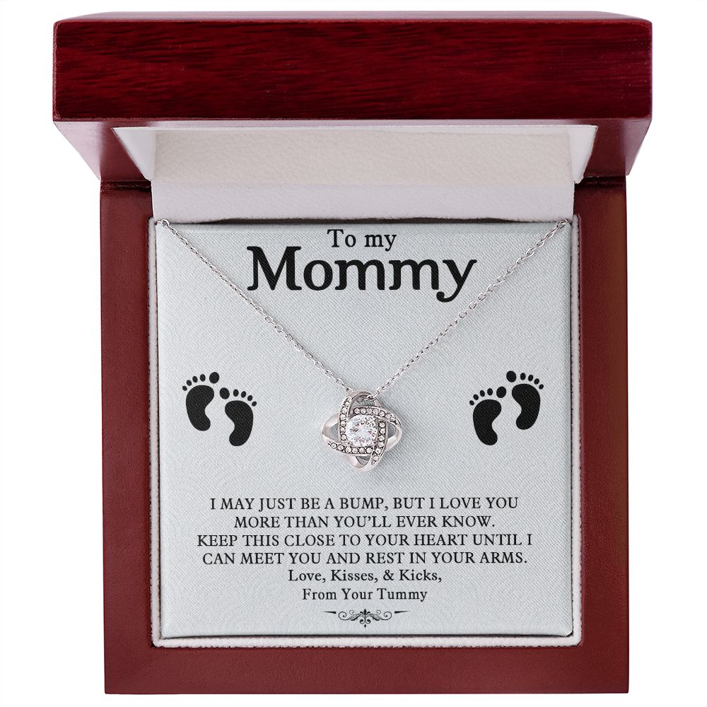 TO MY MOMMY, LOVE KNOT NECKLACE FOR MOM TO BE, GIFT FOR NEW MOM, BIRTHDAY, MOTHER'S DAY GIFT FOR HER, NECKLACE WITH MESSAGE CARD