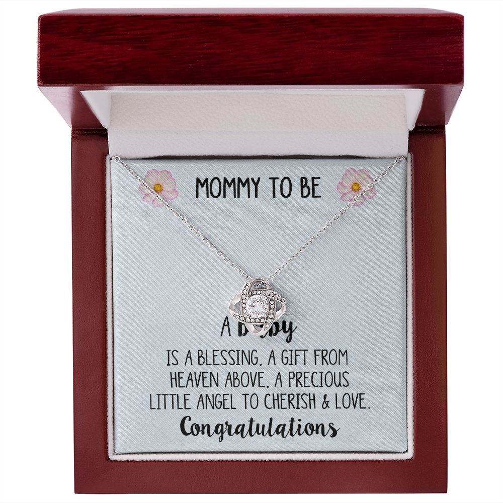 LOVE KNOT NECKLACE FOR MOMMY TO BE, GIFT FOR NEW MOM, BIRTHDAY, MOTHER'S DAY GIFT FOR HER, NECKLACE WITH MESSAGE CARD