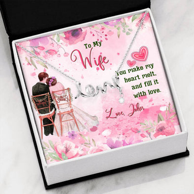 Dear Wife You Make My Heart Melt And Fill It With Love, Anniversary, Personalized Gift, Gift For Her, Gift For Wife, Couple Accessories, Heart Necklace, Jewelry