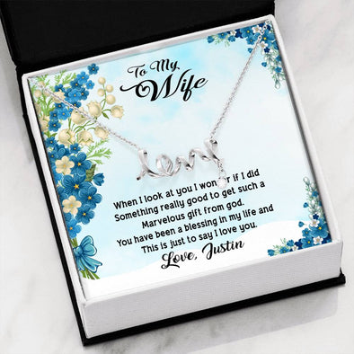To My Wife, You Have Been A Blessing In My Life, Personalized Gift, Silver Pendant, Love Scripted Necklace, Valentine's Gift, Anniversary, Couple Accessories