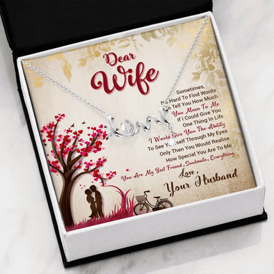 Birthday Gift for Wife, You Mean to Me Love Scripted Necklace, Gift for Her, Couple Gifts, Present for Valentine's Day, Christmas, Jewelry, Anniversary